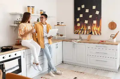 Wall cork memo board with flames print