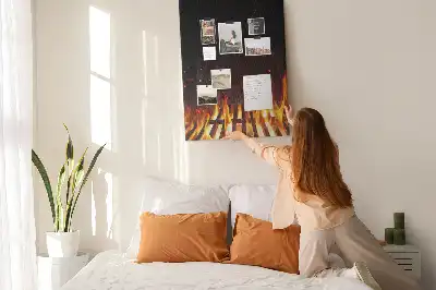 Wall cork memo board Grill flames