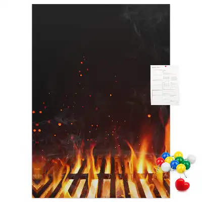Wall cork memo board with flames print