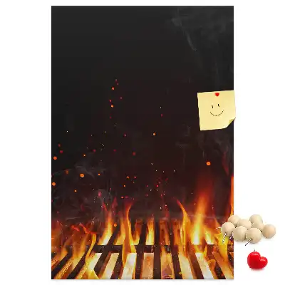 Wall cork memo board Grill flames