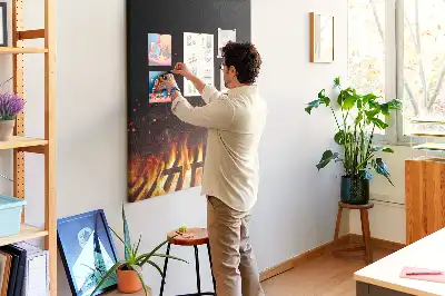 Wall cork memo board Grill flames