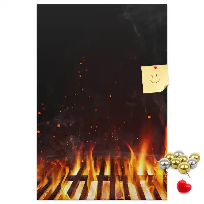 Wall cork memo board with flames print