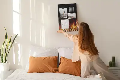 Wall cork memo board with flames print