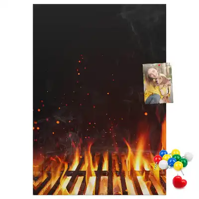 Wall cork memo board Grill flames