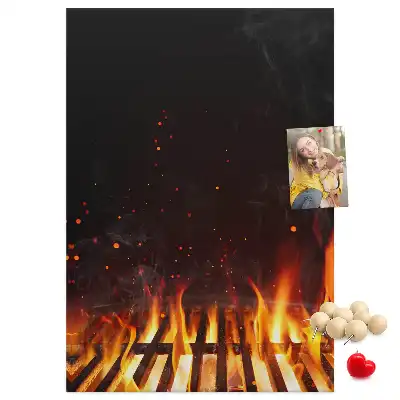 Wall cork memo board with flames print