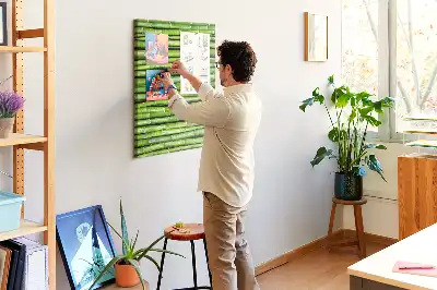Bamboo and cork wall pin board