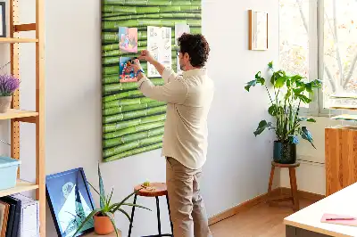 Bamboo and cork wall pin board