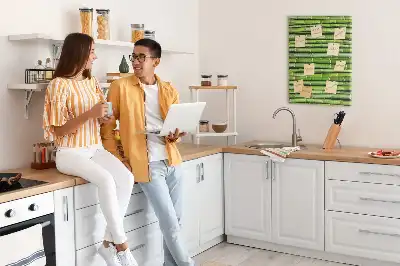 Bamboo and cork wall pin board