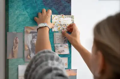 Cork note board with abstract sea colors design