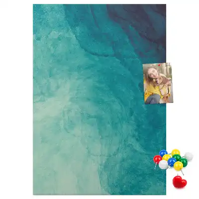 Cork note board with abstract sea colors design