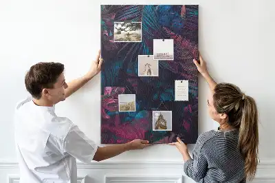 Cork Note Board with Exotic Vegetation Leaves Print