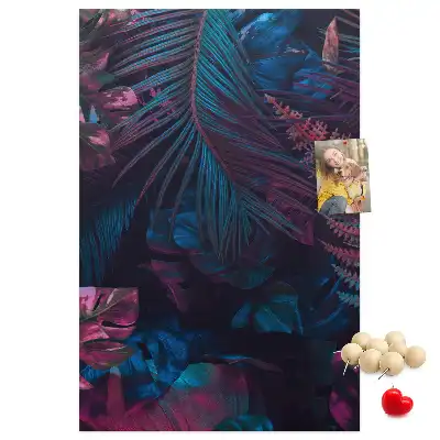 Cork Note Board with Exotic Vegetation Leaves Print