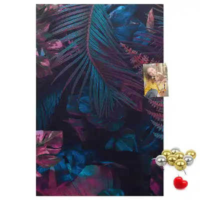 Cork Note Board with Exotic Vegetation Leaves Print