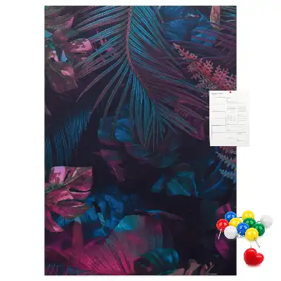 Cork Note Board with Exotic Vegetation Leaves Print