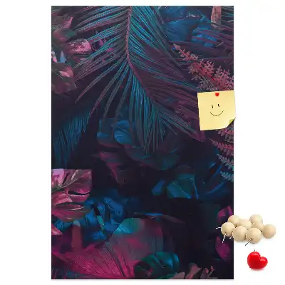 Cork Note Board with Exotic Vegetation Leaves Print