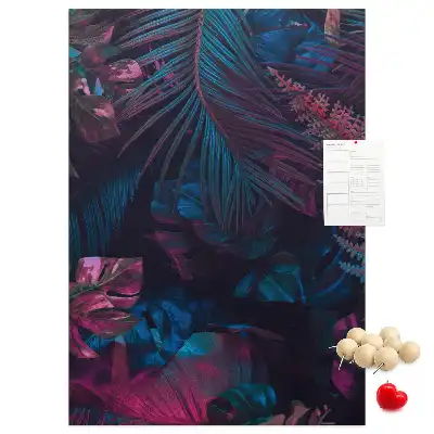 Cork Note Board with Exotic Vegetation Leaves Print
