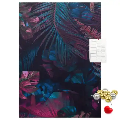 Cork Note Board with Exotic Vegetation Leaves Print