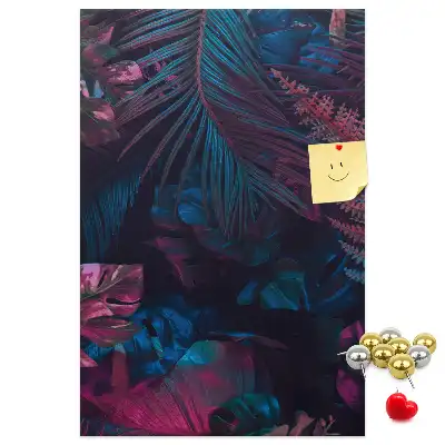 Cork Note Board with Exotic Vegetation Leaves Print