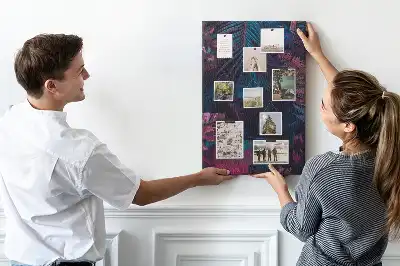 Cork Note Board with Exotic Vegetation Leaves Print