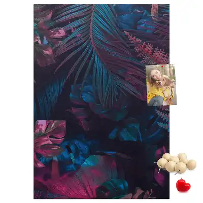 Cork Note Board with Exotic Vegetation Leaves Print
