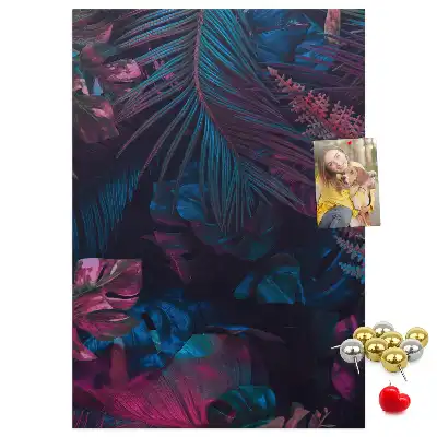 Cork Note Board with Exotic Vegetation Leaves Print