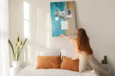 Seaside beach cork pin board
