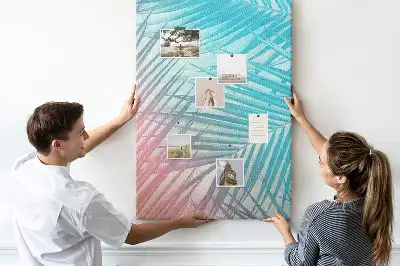 Palm leaves cork pin board