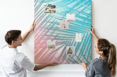 Palm leaves cork pin board