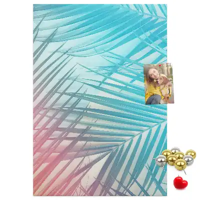 Palm leaves cork pin board