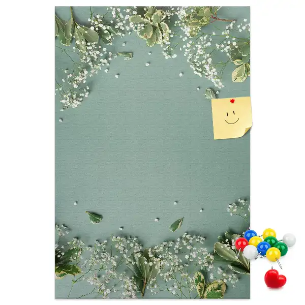 Wall cork memo board with gypsophila bouquet print