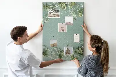 Wall cork memo board with gypsophila bouquet print