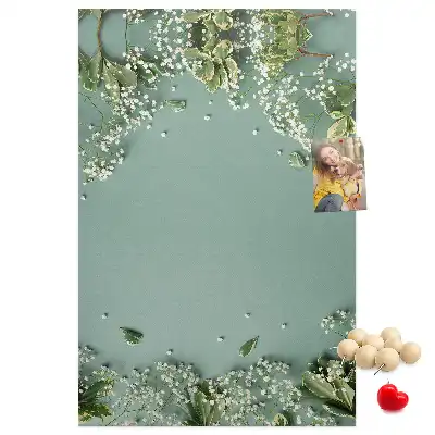 Wall cork memo board with gypsophila bouquet print