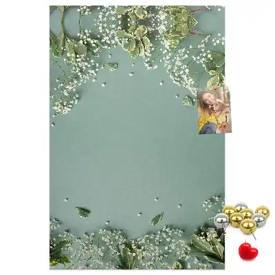 Wall cork memo board with gypsophila bouquet print