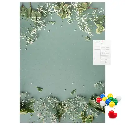 Wall cork memo board with gypsophila bouquet print