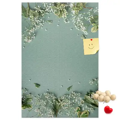 Wall cork memo board with gypsophila bouquet print
