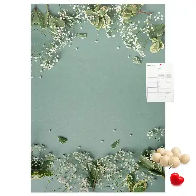 Wall cork memo board with gypsophila bouquet print