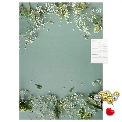 Wall cork memo board with gypsophila bouquet print