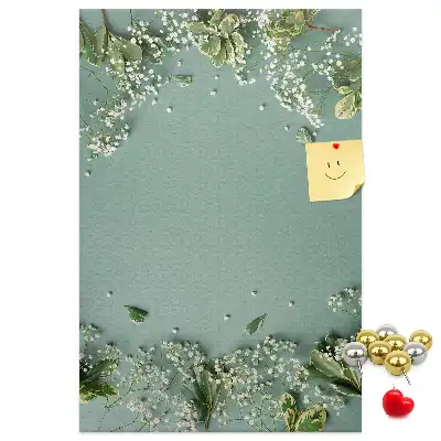 Wall cork memo board with gypsophila bouquet print