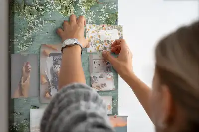 Wall cork memo board with gypsophila bouquet print