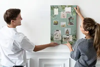 Wall cork memo board with gypsophila bouquet print