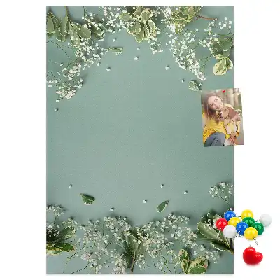Wall cork memo board with gypsophila bouquet print