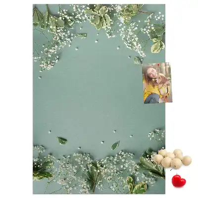Wall cork memo board with gypsophila bouquet print