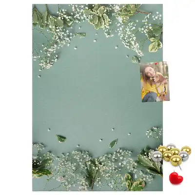 Wall cork memo board with gypsophila bouquet print