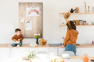 Cork note board with light wooden frame