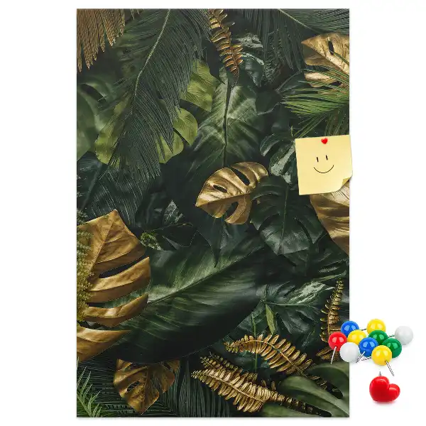 Tropical leaves cork pin board