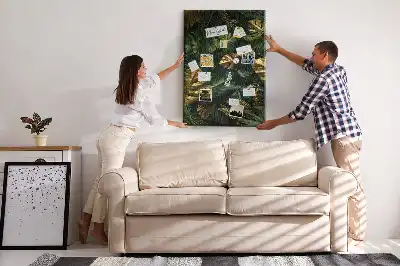 Tropical leaves cork pin board