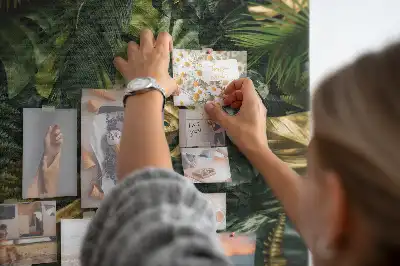 Tropical leaves cork pin board