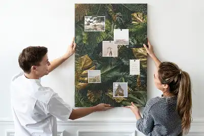 Tropical leaves cork pin board