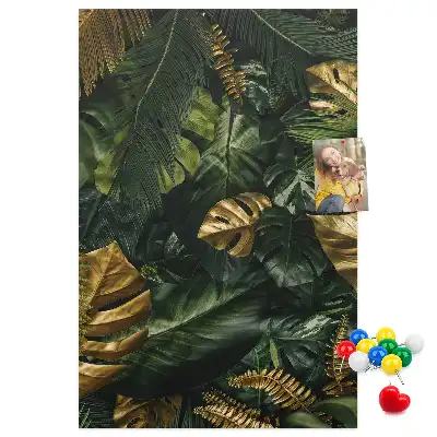 Tropical leaves cork pin board