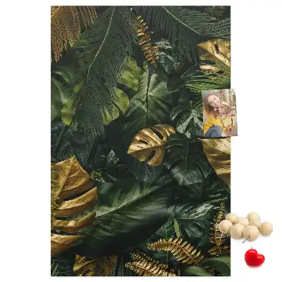 Tropical leaves cork pin board